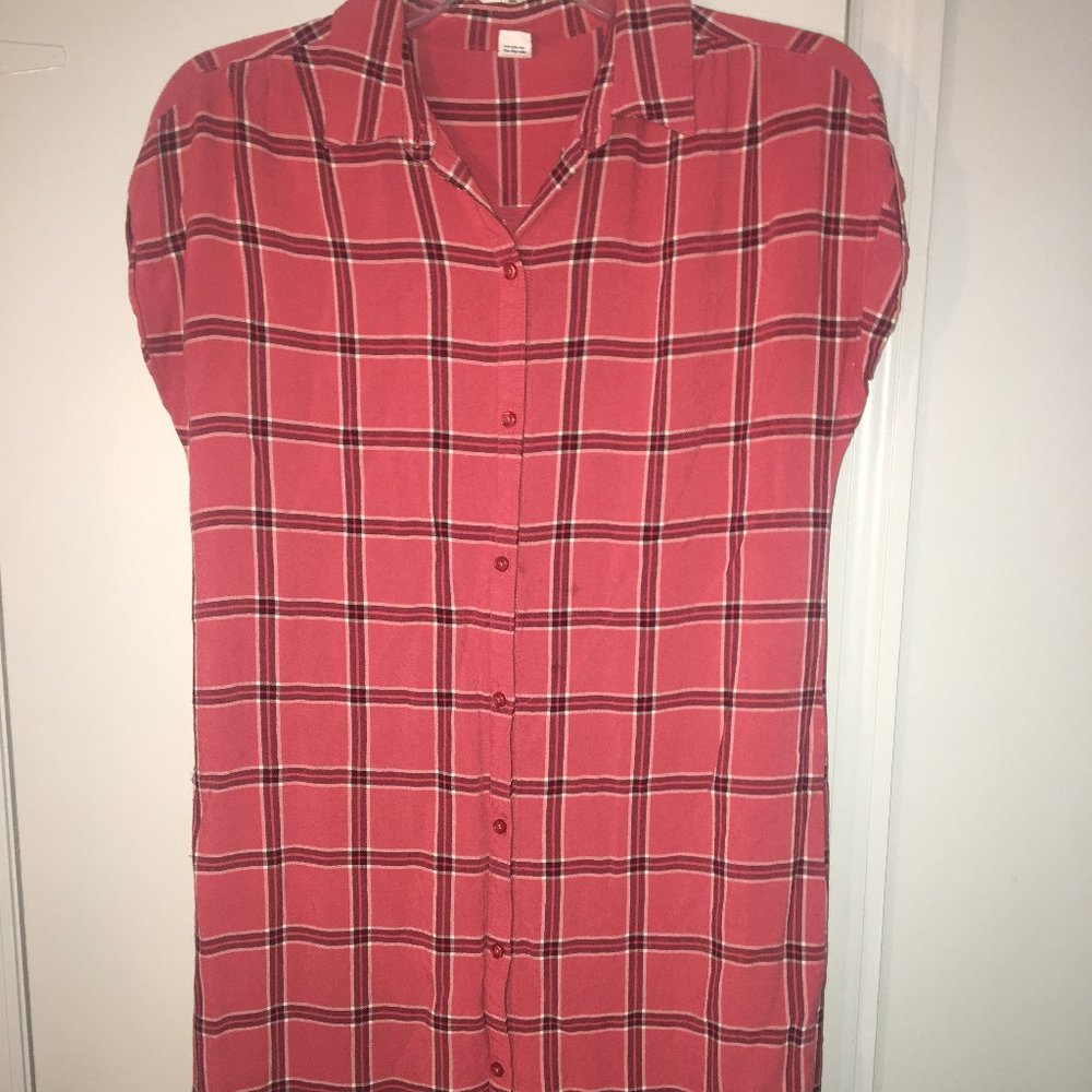 Old Navy Red Plaid Dress Knee Length